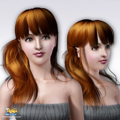 Ponytail in a side of headwith bangs ID 58 by Peggy Zone - Sims 3 Hairs