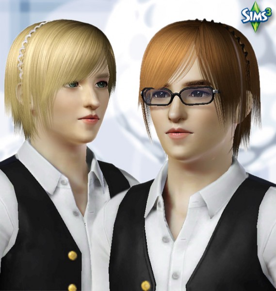 Fringed hairstyle with head band   Conversion hair 37 by Raonjena for Sims 3