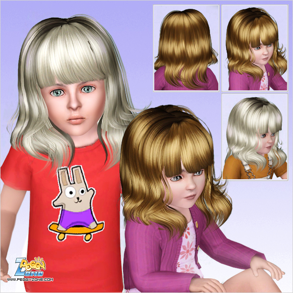 Modern waves with bangs ID 490 by Peggy Zone for Sims 3