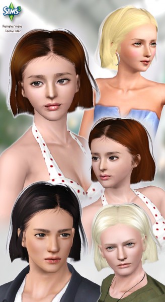 Layered bob hairstyle of modern time   Hair 39 by Raonjena for Sims 3