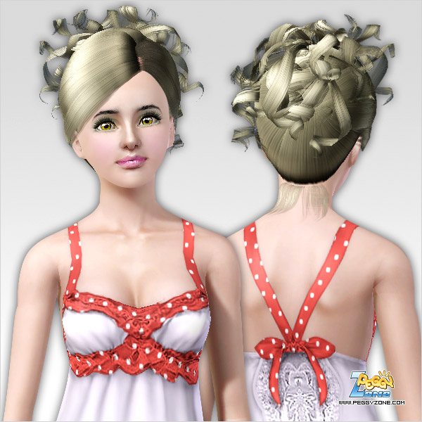  Curly bun ID 148 by Peggy Zone for Sims 3