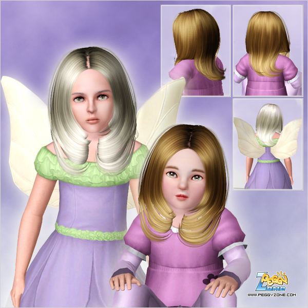 Parted in the middle with fringe under the chin hairstyle ID 525 by Peggy Zone for Sims 3