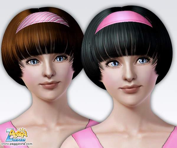 Classic bob with bangs and hadband ID 30 by Peggy Zone for Sims 3
