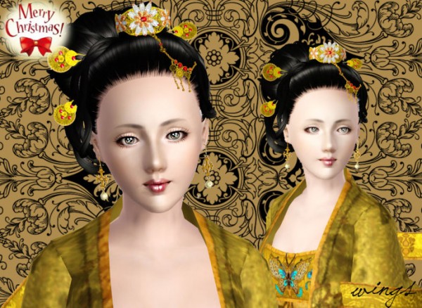 Asian hairstyle   Merry Christmas by Wings for Sims 3