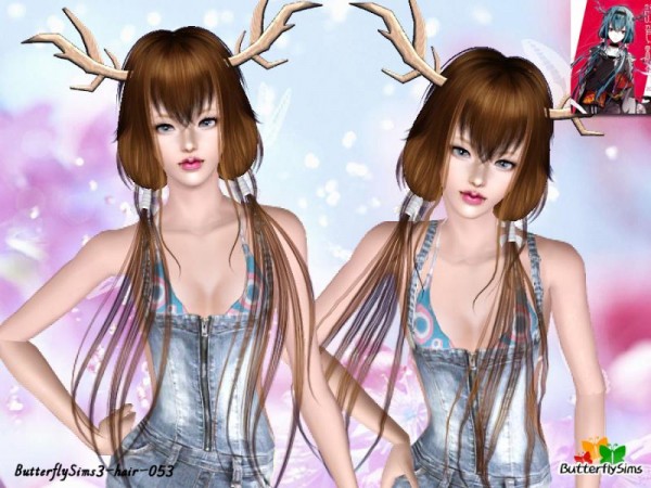 Reindeer hairstyle   Hair 53 by Butterfly for Sims 3