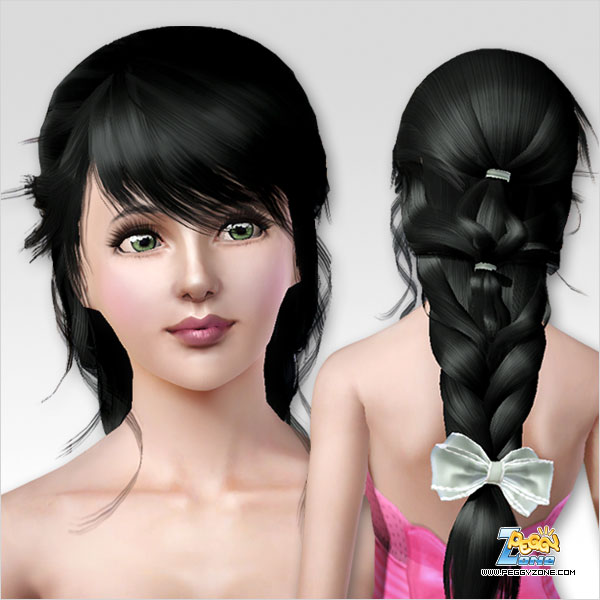 Triple fishtail witn bow hairstyle ID 102 by Peggy Zone  for Sims 3