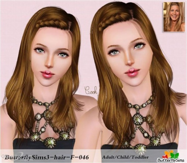 Braided bangs hairstyle Conversion 46 by YOYO at Butterfly for Sims 3