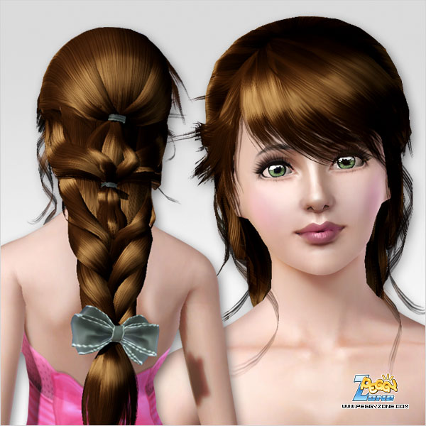 Triple fishtail witn bow hairstyle ID 102 by Peggy Zone  for Sims 3