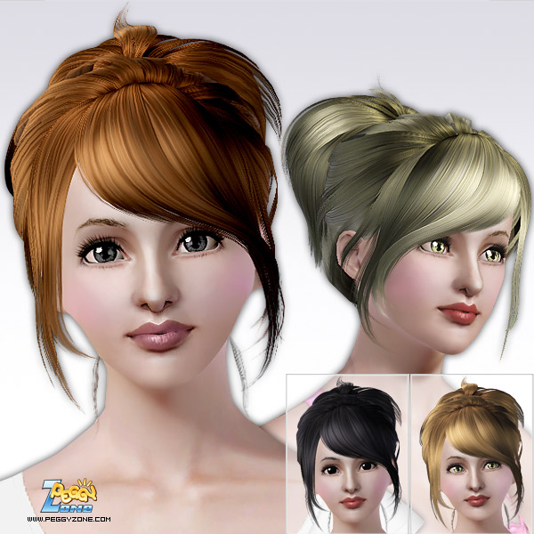 Tail in a top of a hed with bangs ID 66 by Peggy Zone for Sims 3