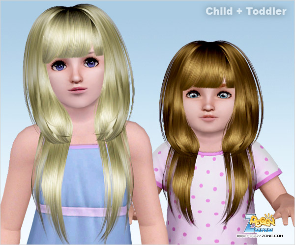 Alternative long straight with bangs hairstyles ID 495 by Peggy Zone  for Sims 3