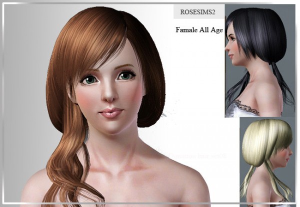 Wavy side tail hair D 10 by Rose for Sims 3