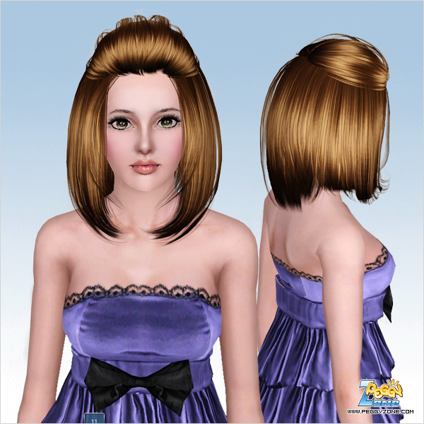 Half up half down bob haircut ID 629 by Peggy Zone for Sims 3
