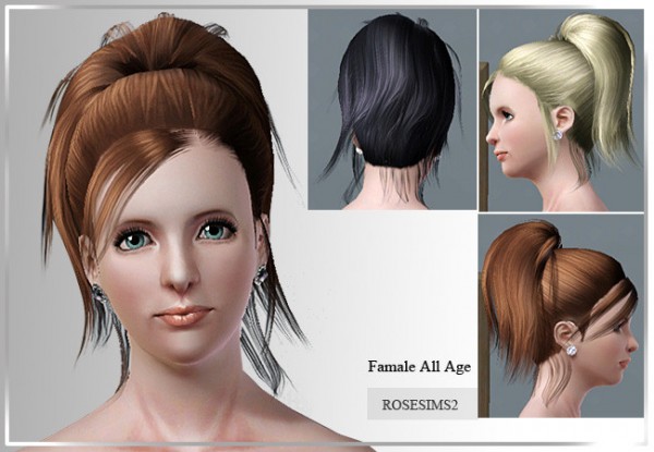 Crazy top ponytail hair D 10 by Rose for Sims 3