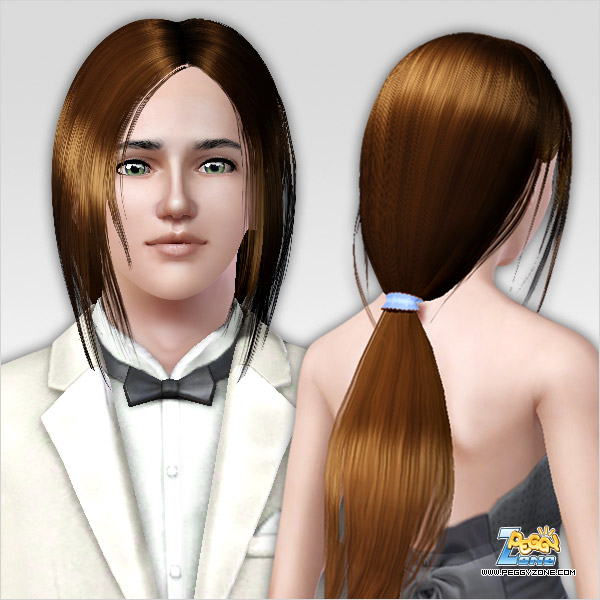 Dimensional ponytail with long bangs ID 124 by peggy Zone for Sims 3