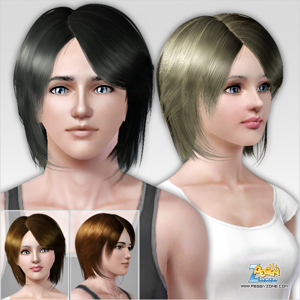 Glossy and straight with bangs ID 367 by Peggy Zone for Sims 3