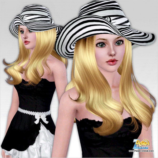 Hairstyle with dimensional hat ID 406 by Peggy Zone for Sims 3