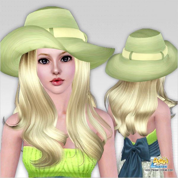 Hairstyle with dimensional hat ID 406 by Peggy Zone for Sims 3