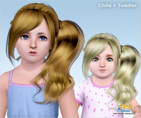 Wrap ponytail in one side of a head with big bangs ID 497 by Peggy Zone for Sims 3