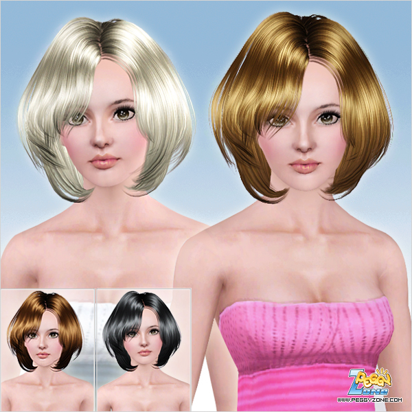Layered medium bob hairstyle ID 639 by Peggy Zone for Sims 3