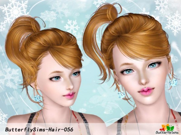 Romantic side pigtail   hair 56 by Butterfly for Sims 3