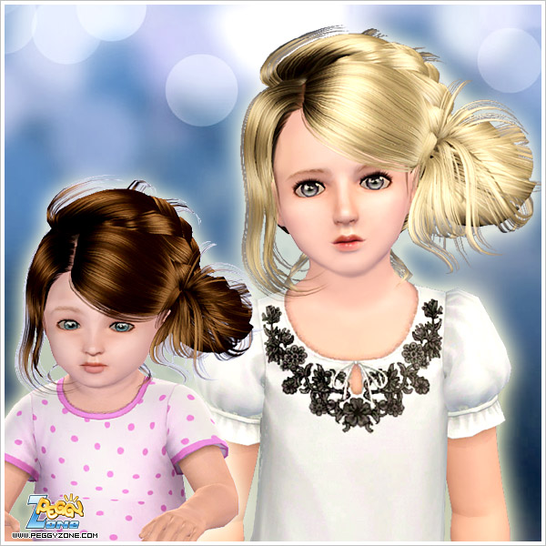 Ruffled side chignon ID 000063 by Peggy Zone for Sims 3