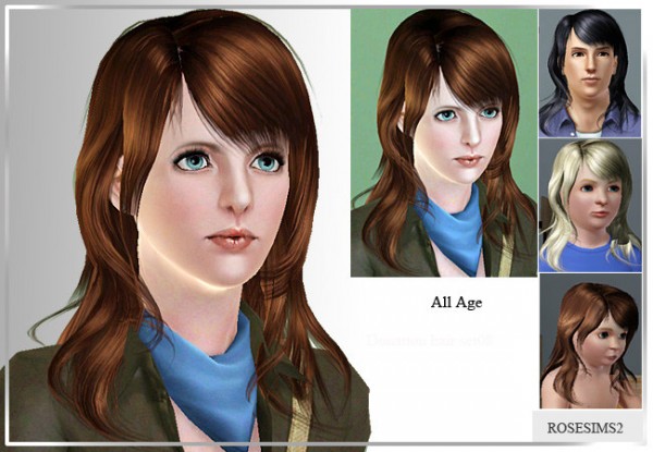 Long hairstyles with bangs and short layers D 11 by Rose for Sims 3