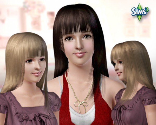 Straight with bangs hairstyle   Hair 05 by Raonjena for Sims 3
