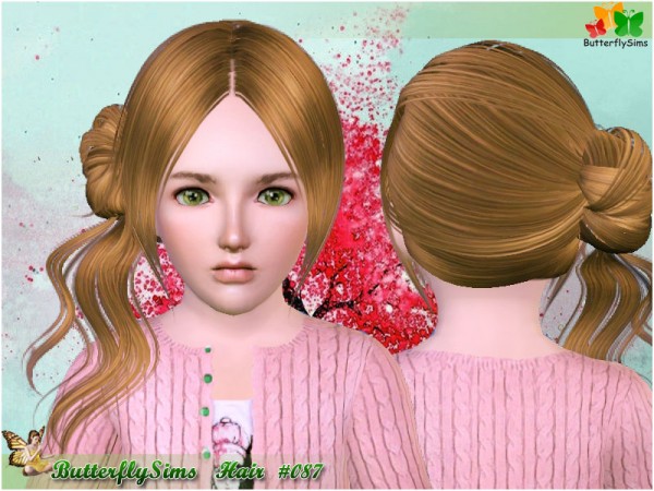 Romantic side bun hairstyle 87 by YOYO at Butterfly Sims for Sims 3