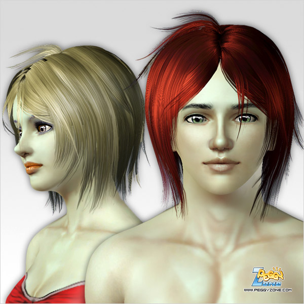Rumpled bob haircut ID 82 by Peggy Zone for Sims 3