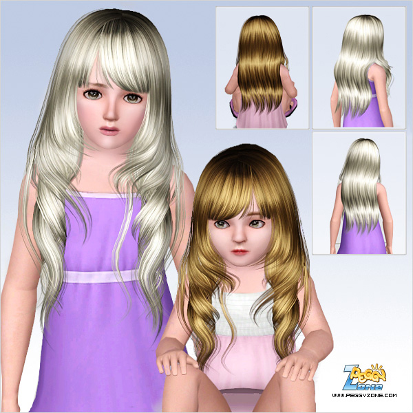 Mermaid waves with bangs hairstyle ID 527 by Peggy Zone for Sims 3