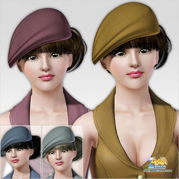 Pony tail with italian hat ID 408 by Peggy Zone for Sims 3