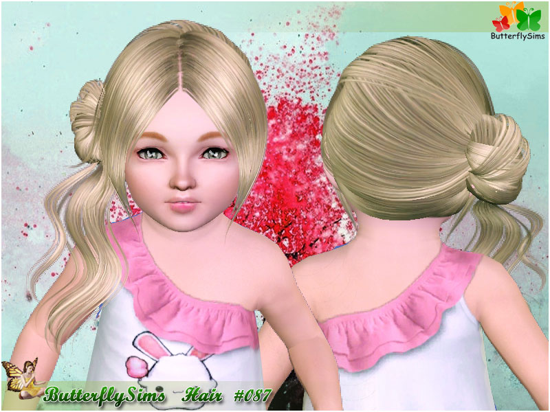 Romantic Side Bun Hairstyle 87 By Yoyo At Butterfly Sims - Sims 3 Hairs