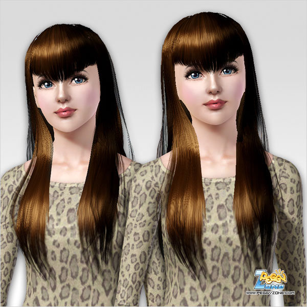 Hairstyle with bangs in the V shape ID 150 by Peggy Zone for Sims 3