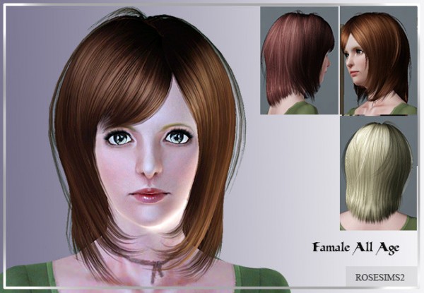 Fringed chin length hair D 12 by Rose for Sims 3