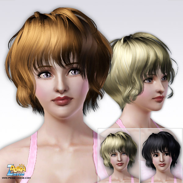 Crazy bob hairstyle ID 39 by Peggy Zone for Sims 3
