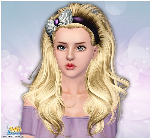 Teased hairstyle with bow headband ID 905 by Peggy Zone for Sims 3