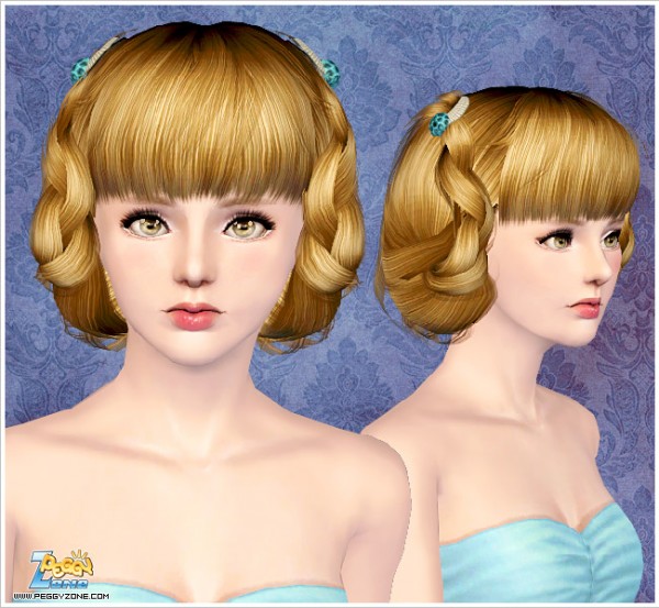 Braided circle with double hairpins ID 907 by Peggy Zone for Sims 3