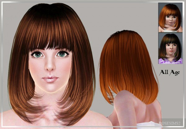 Below the chin with bangs hairstyle  D 14 by Rose for Sims 3