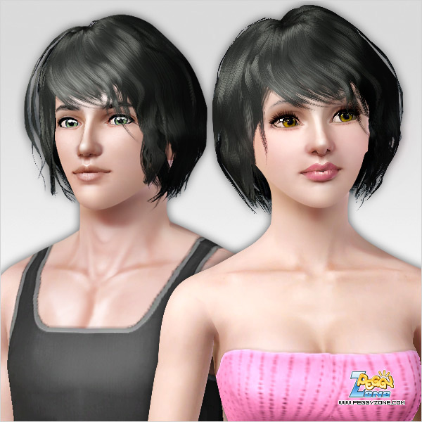 Crimp crazy bob haircut ID 128 by Peggy Zone for Sims 3