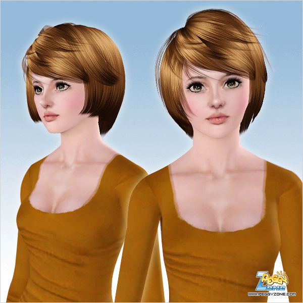 Shiny short bob with bangs ID 651 by Peggy Zone for Sims 3