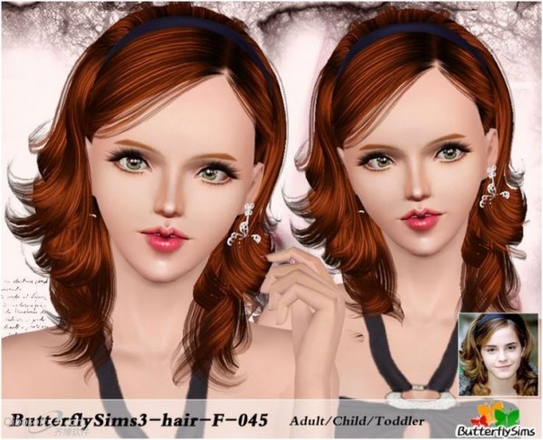 Curly medium hairstyle Conversion 45 by YOYO at Butterfly  for Sims 3