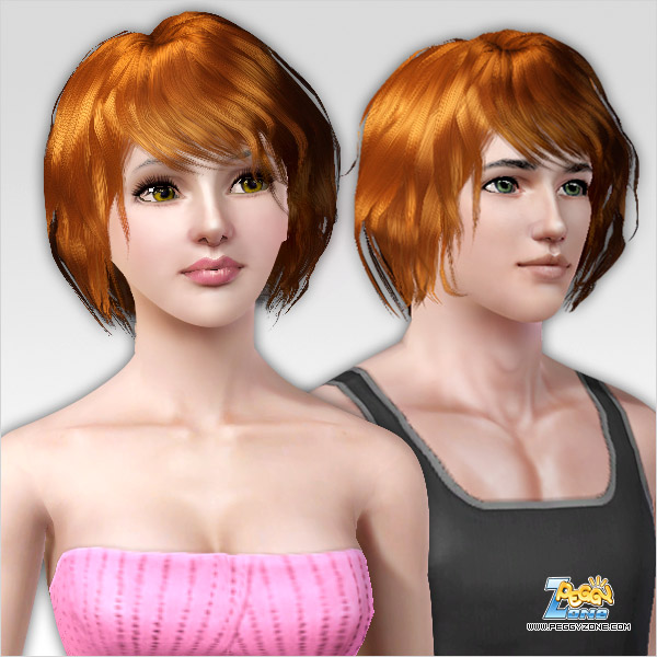 Crimp crazy bob haircut ID 128 by Peggy Zone for Sims 3