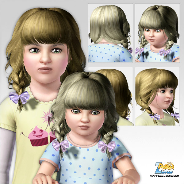 Double braid with ribbon ID 354 by Peggy Zone for Sims 3