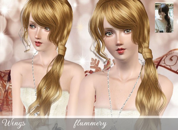 Side wrap ponytail hairstyle flummery by Wings for Sims 3