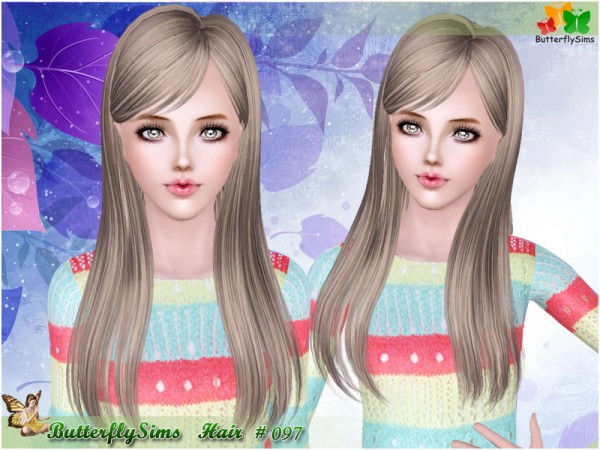 Thin hairstyle with bangs   Hair 97 by YOYO at Butterfly for Sims 3