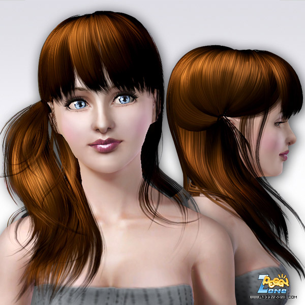Ponytail in a side of headwith bangs ID 58 by Peggy Zone for Sims 3