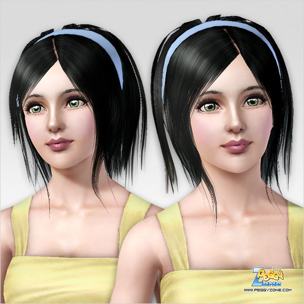 Layered hairstyle with headband ID 140 by Peggy Zone for Sims 3