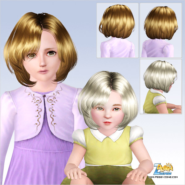 Round bob with fringed edges hairstyle ID 638 by Peggy Zone for Sims 3