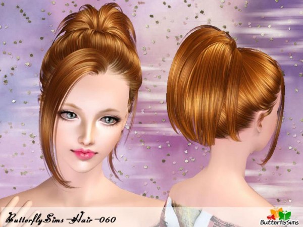 Top Knot with side bangs hairstyle   hair 60 by Butterfly for Sims 3