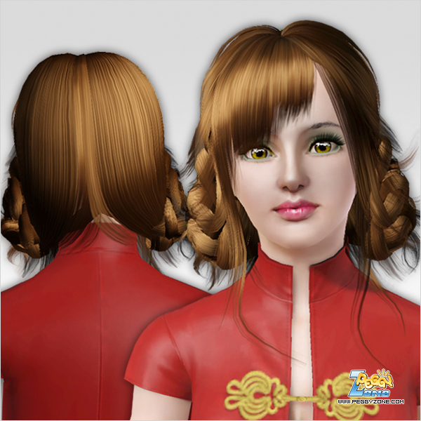Two circle braid hairstyle ID 235 by Peggy Zone for Sims 3